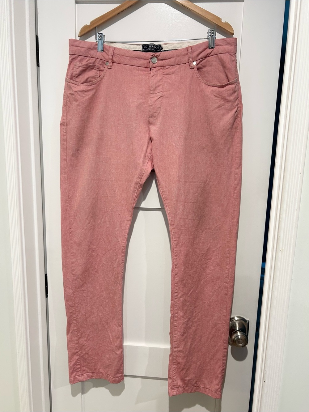 Gutteridge Men's Red Twill Pants - Slim Fit